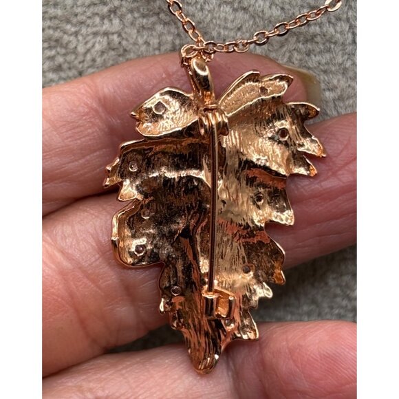 Fragrant Jewels Rose Gold Plated Pendant Brooch Necklace Faux Pearls & Crystals - Picture 3 of 8